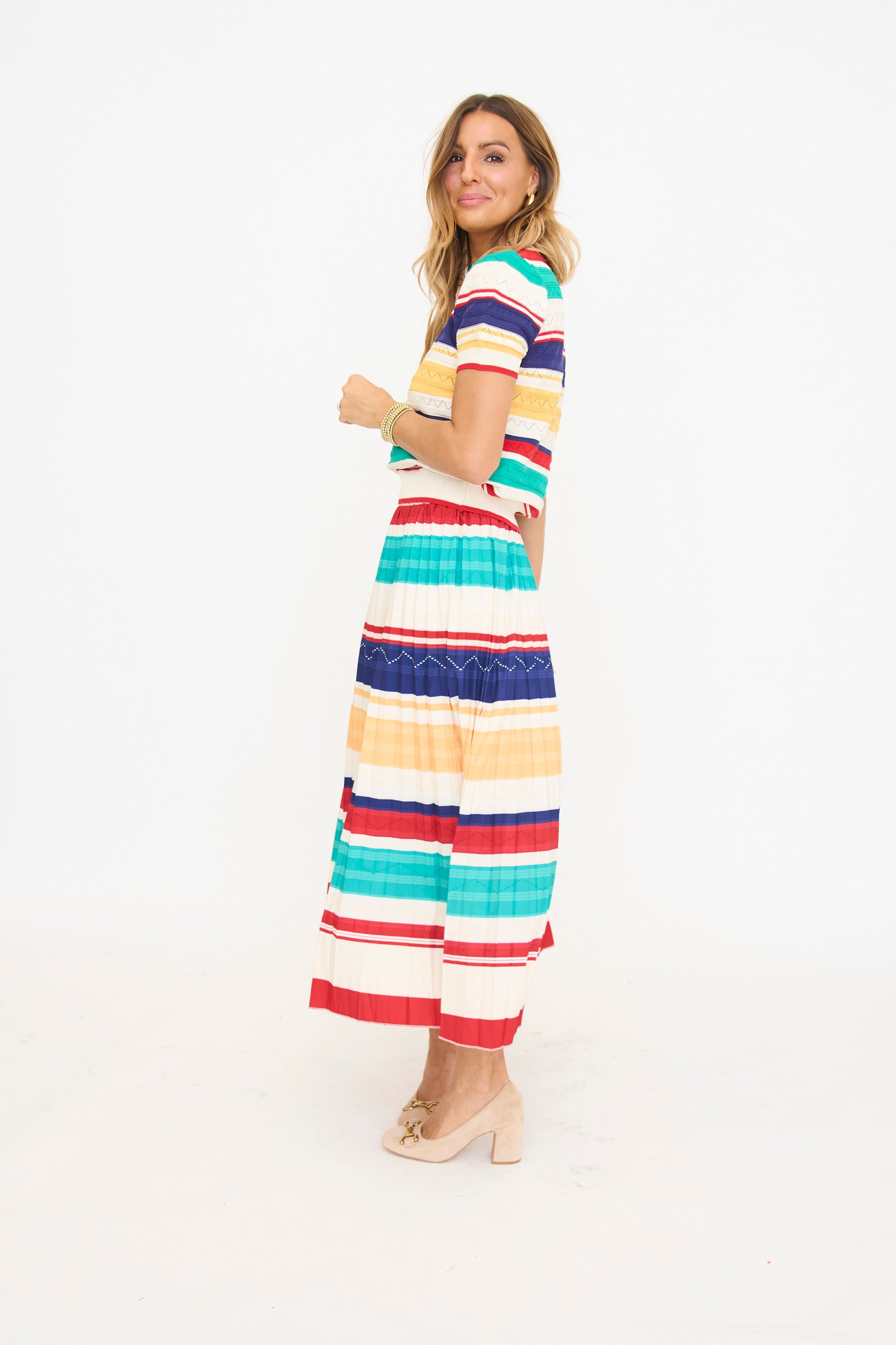 Bold Stripe Skirt Set