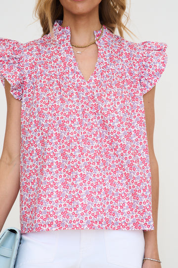 Flutter Sleeve Top with V Neck