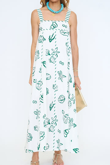 Nautical Empire Waist Sleeveless Maxi Dress
