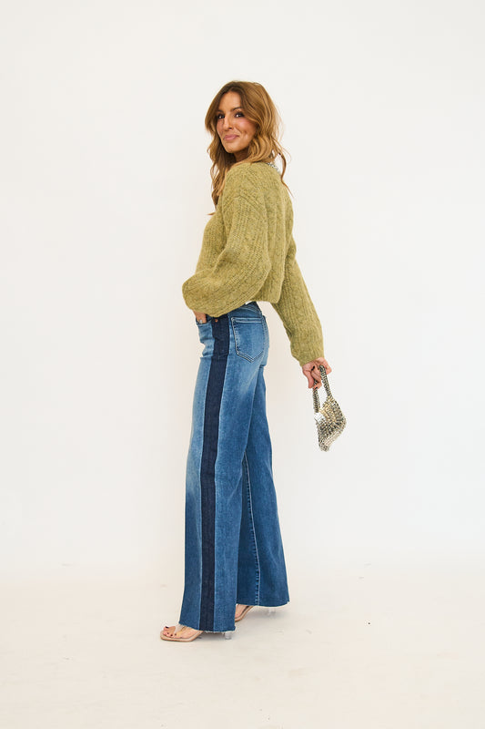 Far Out High Rise Wide Leg - Tuxedo