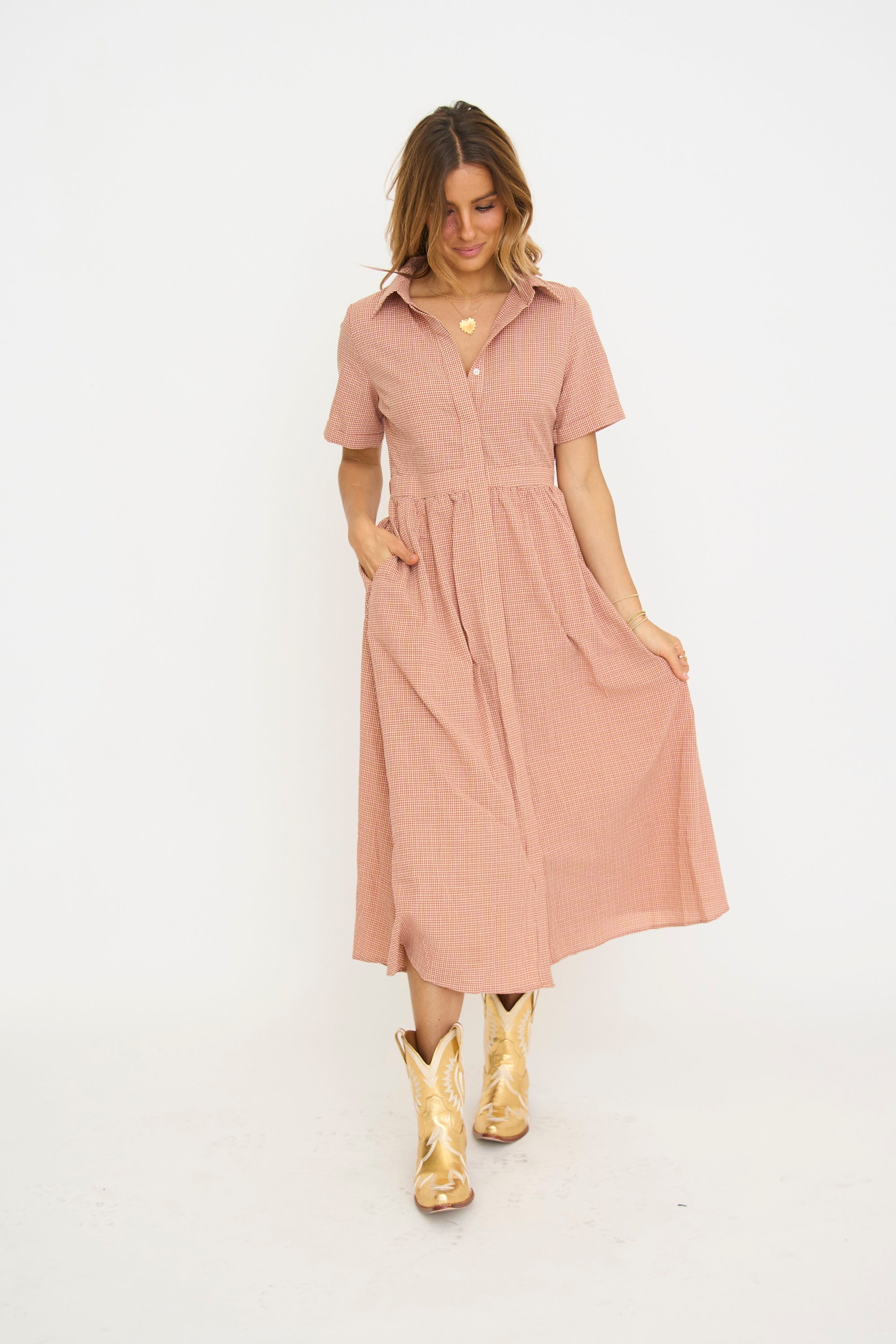 Mae Gingham Midi Dress