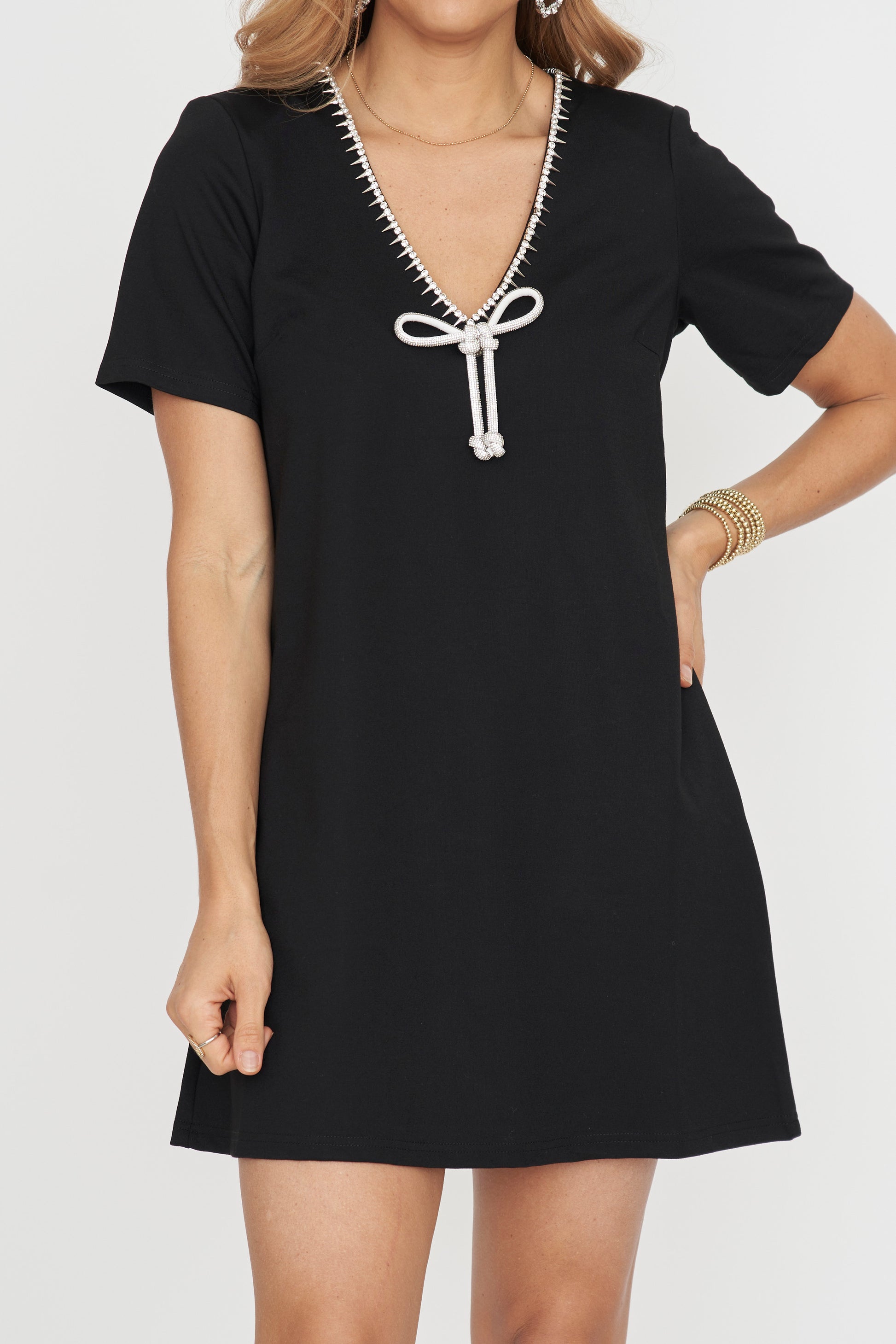 crystal bow mini dress Lilla Cavallo | Crystal Bow Strap Mini Dress