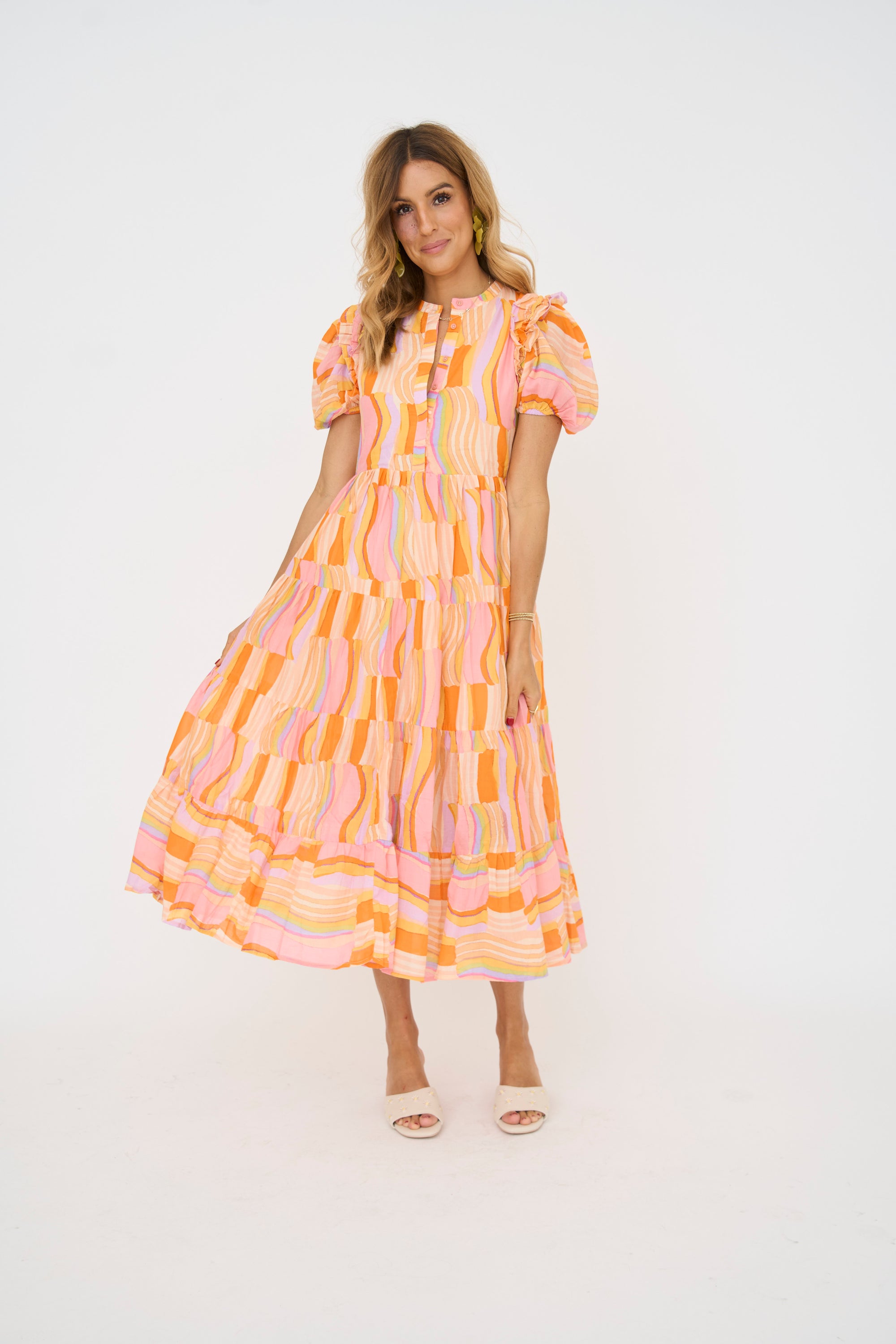 Citrus Grove Ruffle Maxi Dress