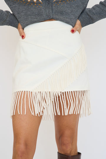 Overlap Fringed Mini Skort