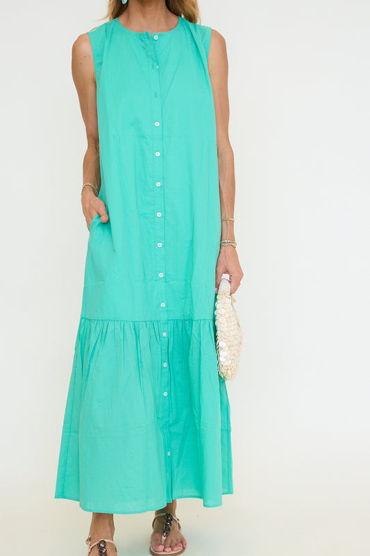 Cotton Button-Up Maxi Dress