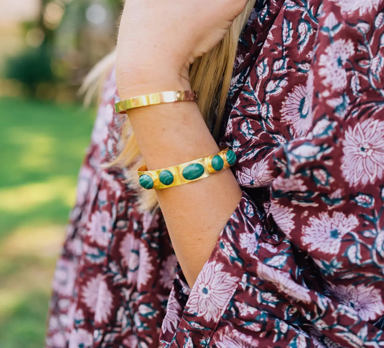 Green Malachite Gold Cuff