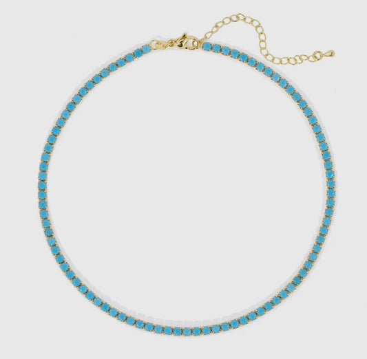 Chloe Tennis Choker - Turquoise