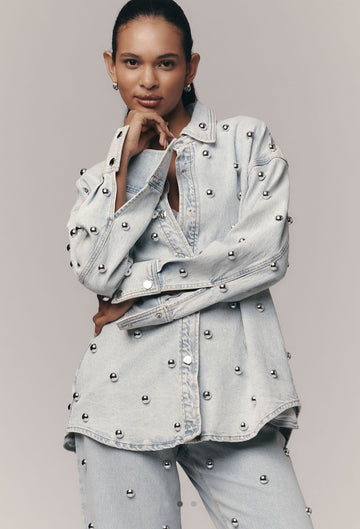 Studded Denim Shirt Jacket