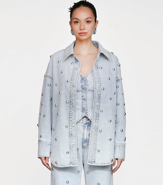 Studded Denim Shirt Jacket