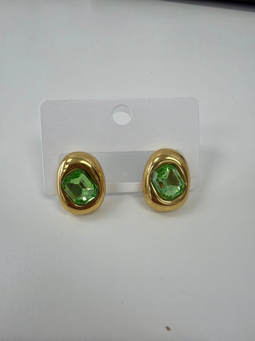Green Gemstone Stud Earrings