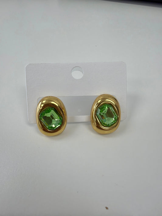 Green Gemstone Stud Earrings