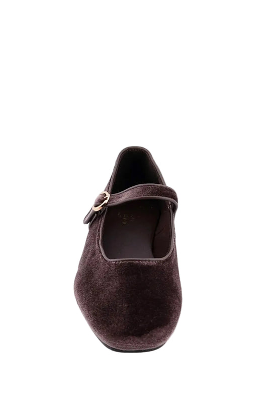 Annabelle Velvet Mary Janes - Taupe