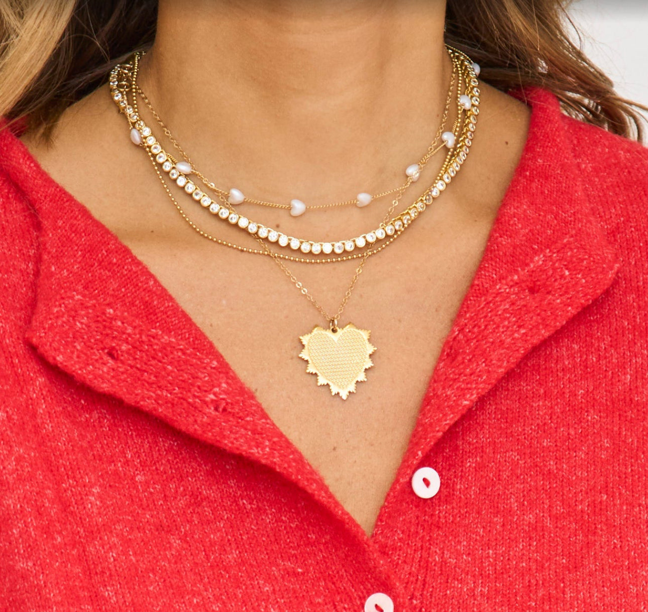 Madison Pearl Heart Choker