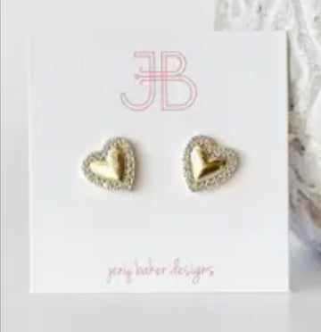 Broadway Heart Golden Studs