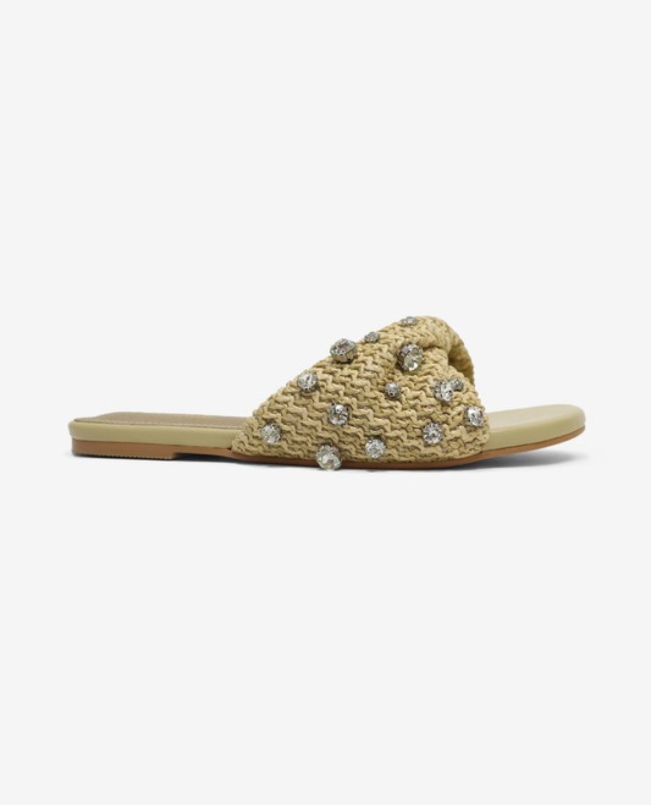 Rhinestone Raffia Slide Sandals