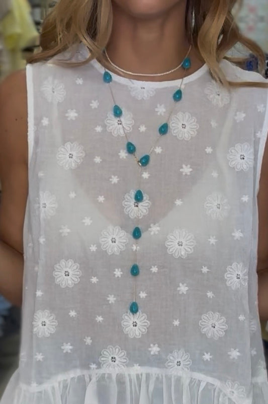 Turquoise Drop Lariat Necklace