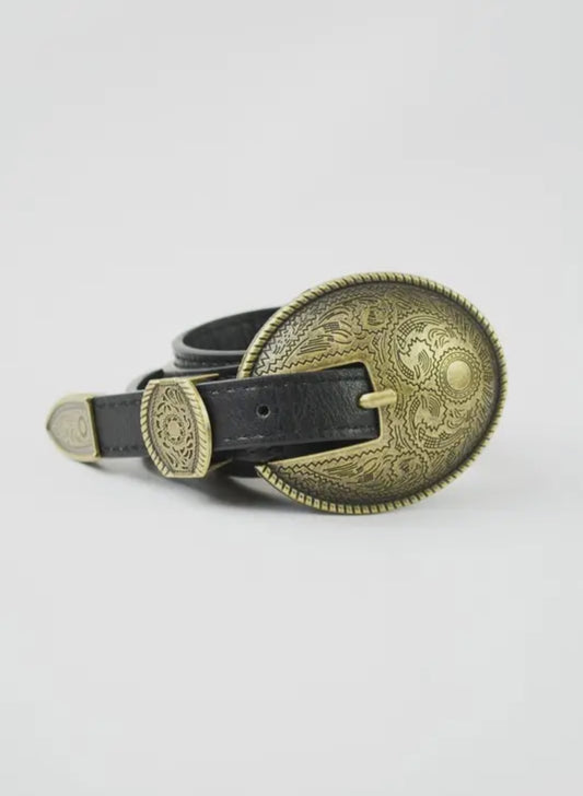 Oval Embossed Vintage Buckle Belt