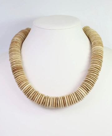 Leonora Wood Disk Bead Necklace