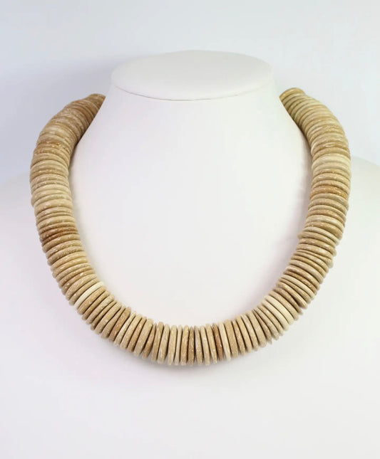 Leonora Wood Disk Bead Necklace