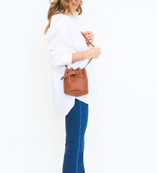 Camel Crossbody Bucket Bag