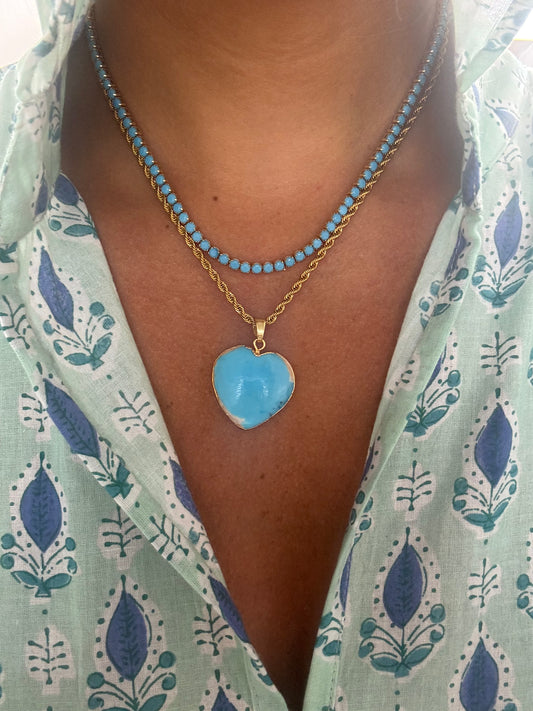 Chloe Tennis Choker - Turquoise