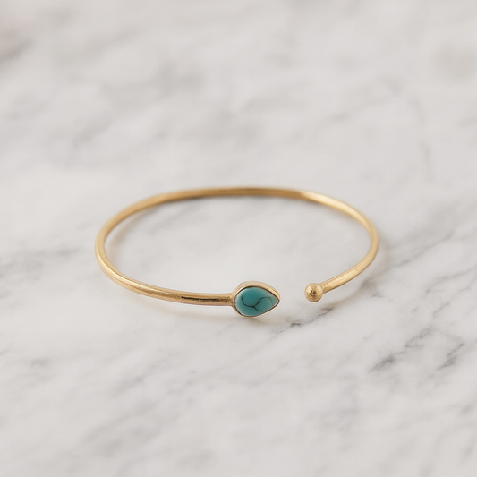 Brass Bracelet with Turquoise End