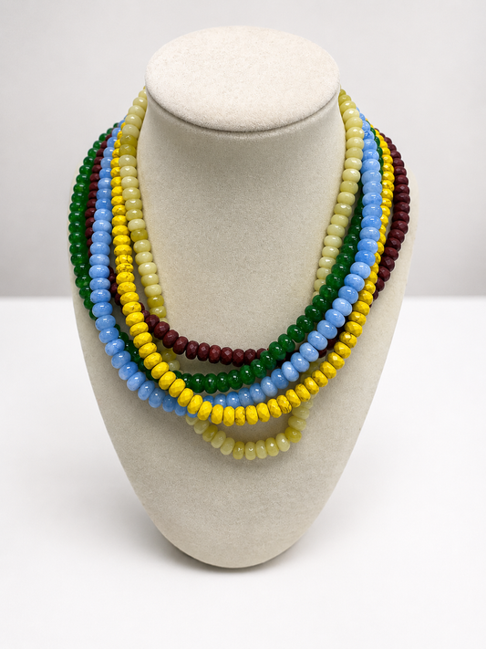 Rondelle Gemstone Layering Necklace 18”