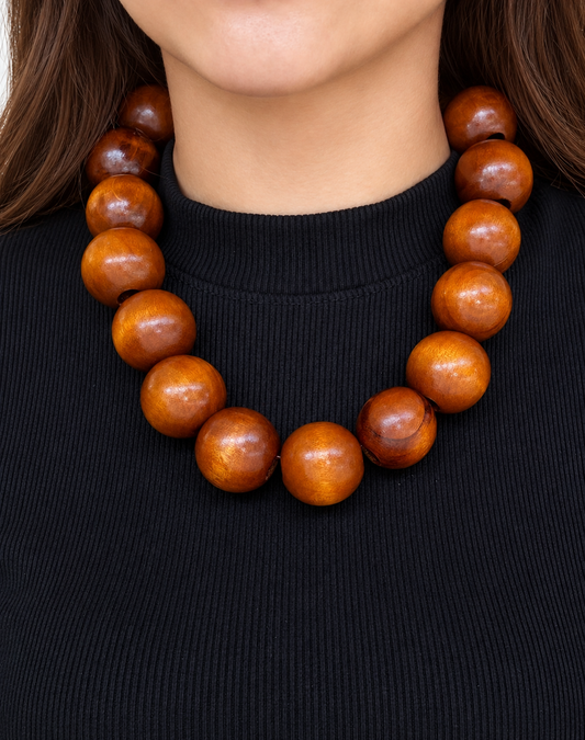 Large Wood Beaded Necklace
