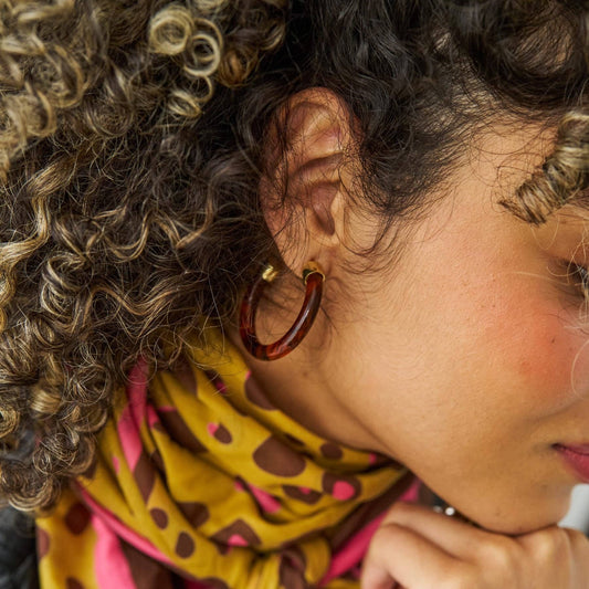 Winona Shiny Resin Hoop Earrings Tortoise