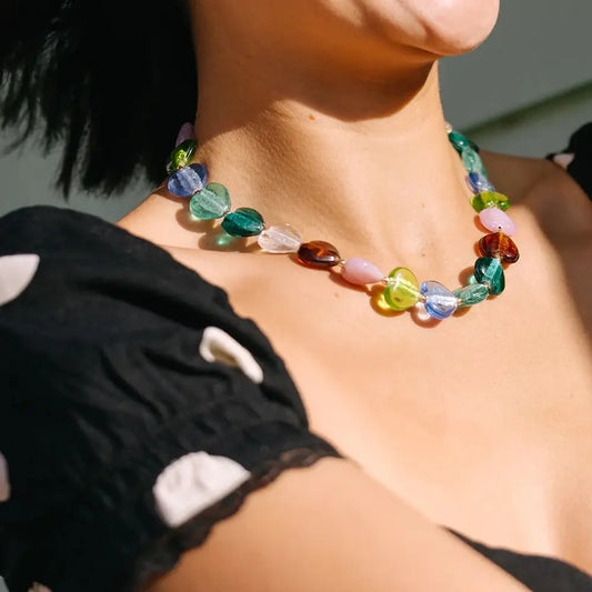 Lampwork Glass Beaded Heart Necklace
