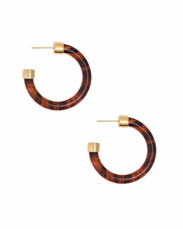 Winona Shiny Resin Hoop Earrings Tortoise