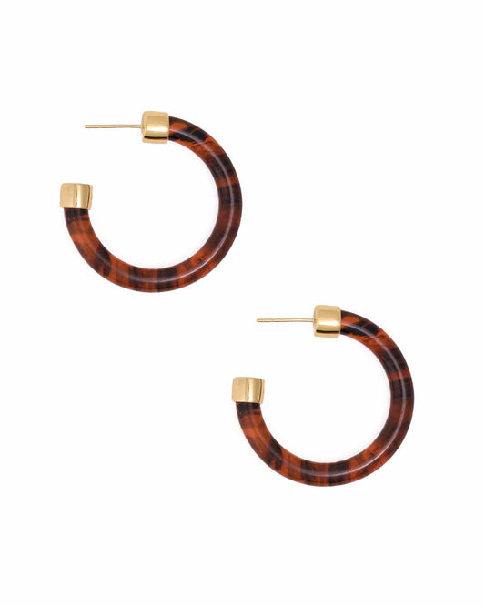 Winona Shiny Resin Hoop Earrings Tortoise