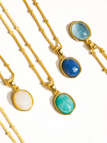 Caillou 18K Gold Assorted Natural Stone Necklace