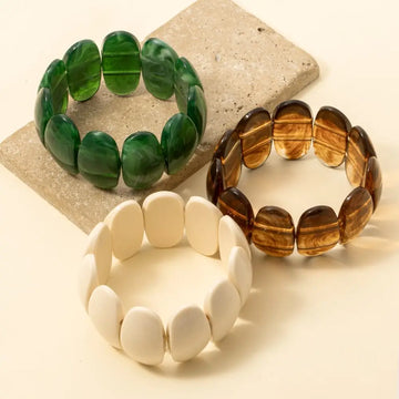 Marble Acrylic Ovals Elastic Bracelet