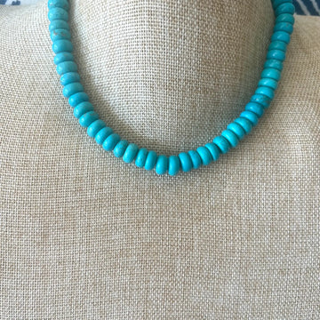 Turquoise Glass Bead Necklace