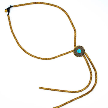 Brass Turquoise Sunburst Bolo