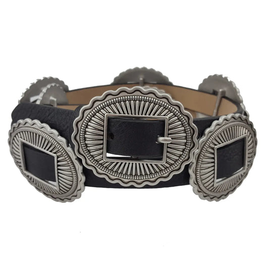 Western Style Belt with Full Conchos