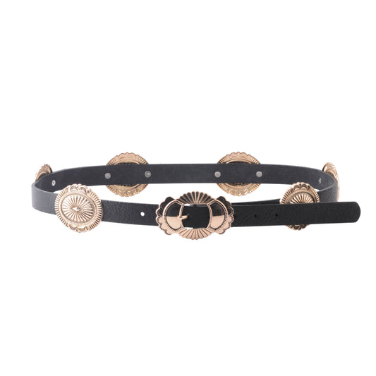 Shiny Gold Concho Leather Belt