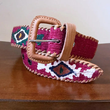 Maroon Handwoven Guatemalan Whip-Stitched Belt