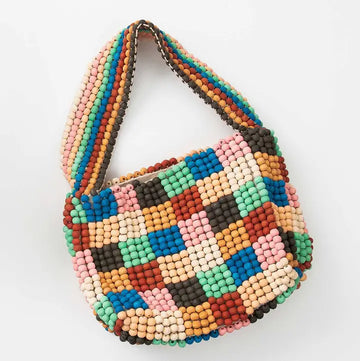 Wooden Beaded Patchwork Bag