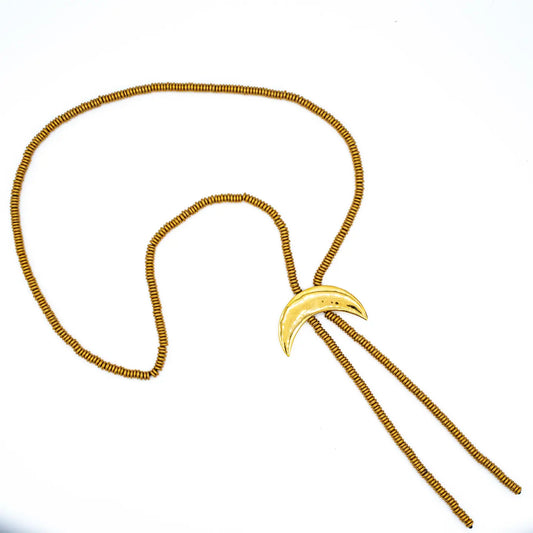 Brass Crescent Moon Bolo Necklace