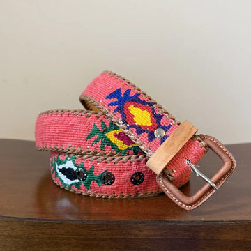 Coral Handwoven Guatemalan Whip-Stitched Belt