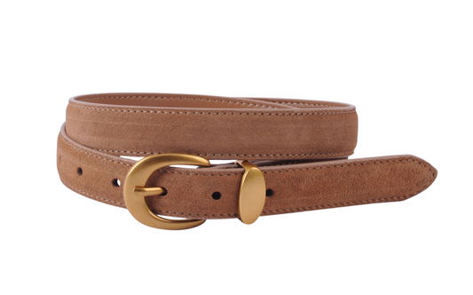 Suede Belt with Curved Gold Buckle