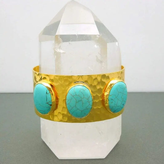24k Gold Electroplated Turquoise Howlite Crystal Cuff