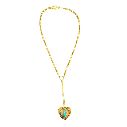 Brass Turquoise Heart Necklace