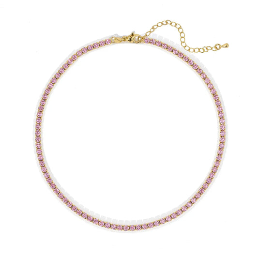 Chloe Tennis Choker - Pink