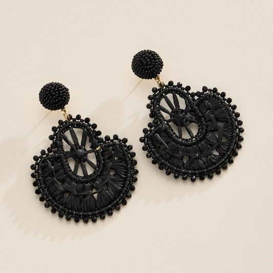 Raffia Fan Statement Earrings