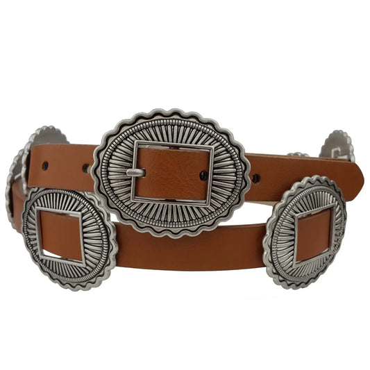 Western Style Belt with Full Conchos