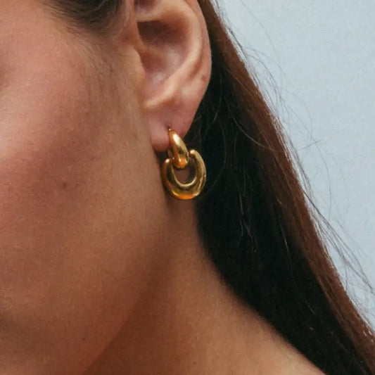 Puffy Door Knocker Hoop Earrings