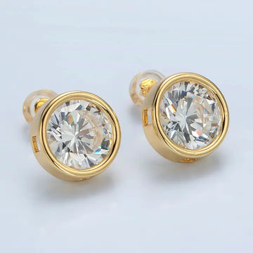 Round Bezel Stud Earring
